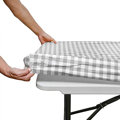 AmazonSmile: Tablecloth for Folding Table -Fitted Rectangular Table Cloth Plastic Vinyl Backed with Elastic Rim- for Christmas|Parties, Picnic (Gray Plaid, 3 ft, 24x36 inch) : Home & Kitchen Plastic Picnic Table, Plastic Folding Table, Rectangular Table Cloth, Vinyl Table Covers, Picnic Table Covers, Fitted Table Cover, Fitted Tablecloths, Plaid Tablecloth, Table Clothes