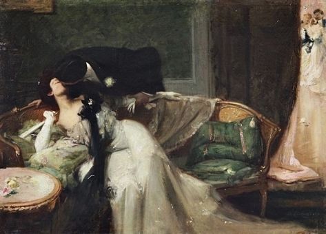 ‘The Kiss in Private’ by Hubert-Denis Etcheverry, c. 1903. Blade Of The Immortal, Georgiana Design, Musee Carnavalet, Marcel Proust, Historical Painting, Paintings Art, The Kiss, Grand Palais, Victorian Art