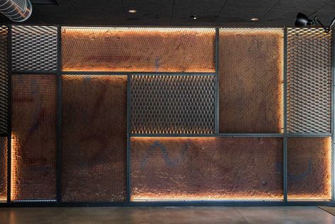 Industrial Wall Design, Cladding Design, Renovation Architecture, Office Interior Design Modern, Gym Interior, Bar Interior, Cafe Interior Design, Industrial Wall, Gym Design