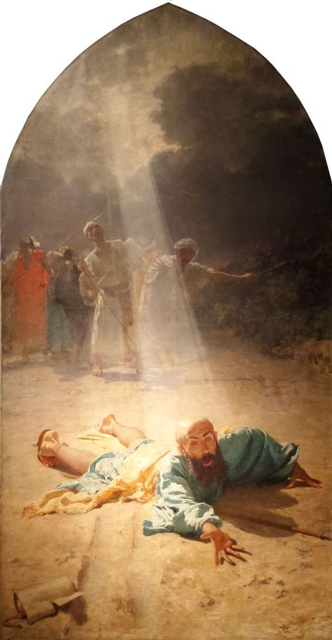 Paul’s great message to the world was: You are saved entirely by God, not by anything you can do. Saving faith is the gift of total, free, personal and loving commitment to Christ, a commitment that then bears fruit in more “works” than the Law could ever contemplate. [The Conversion of Saint Paul - Domenico Morelli, 1876] Road To Damascus, Chapel Veil Catholic, Temptation Of St Anthony, Paul The Apostle, Jesus Christ Artwork, San Paolo, Girl In Water, Chapel Veil, Religious Paintings