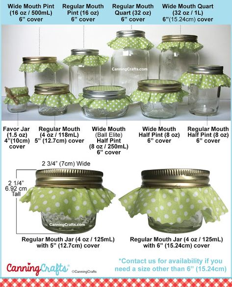 Canning Jam Jar Cloth Cover Size Chart | CanningCrafts.com Maple Syrup Bottle, Jar Lid Cover, Canning Jar Storage, Mason Jar Sizes, Canning Jar Labels, Canning Jar Lids, Canning Jam, Favour Jars, Canning Food Preservation