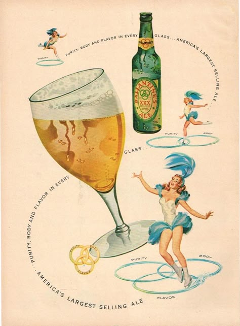 Ice Skating Art, Ring Logo, Ale Beer, Beer Poster, Retro Advertising, Picture Collage Wall, Magazine Ad, Vintage Beer, Vintage Poster Art