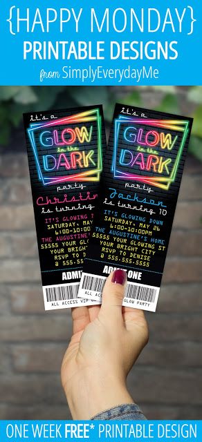 Glow Birthday Party Invitations, Neon Dance Party, Neon Party Invitations, Glow Theme Party, Glow In Dark Party, Neon Birthday Party, Dance Party Invitations, Glow Birthday Party, Diy Glow