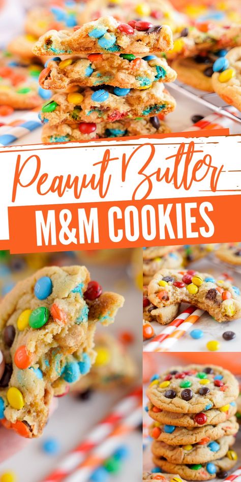 Peanut Butter M M Cookies, Mnm Cookies Recipe, Biscuits Recipes, Large Cookies, Crumble Cookies, Soft Peanut Butter Cookies, Amazing Cookies, Cookies From Scratch, M M Cookies