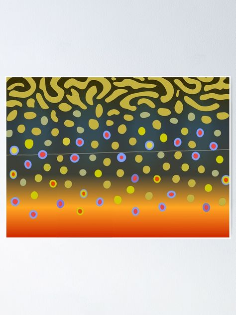 "Brook Trout Skin" Poster by hermitenvy | Redbubble Brooke Trout Tattoo, Trout Pattern, Trout Pattern Art, Trout Tattoo, Fly Fishing Tattoo, Trout Flies Art, Brook Trout Photography, Bike Restoration, Trout Farm