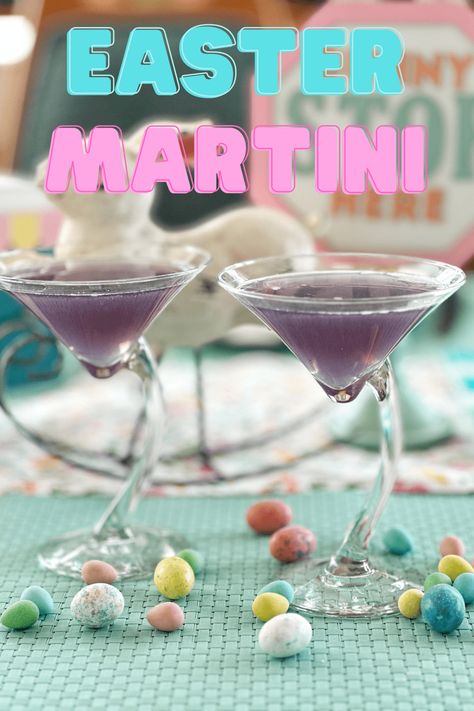 Purple Easter Martini Easter Martini, Raspberry Cordial, Easter Cocktails, Boozy Milkshake, Purple Easter, Lemon Drop Martini, Colorful Cocktails, Vodka Martini, Crowd Pleasing Recipes