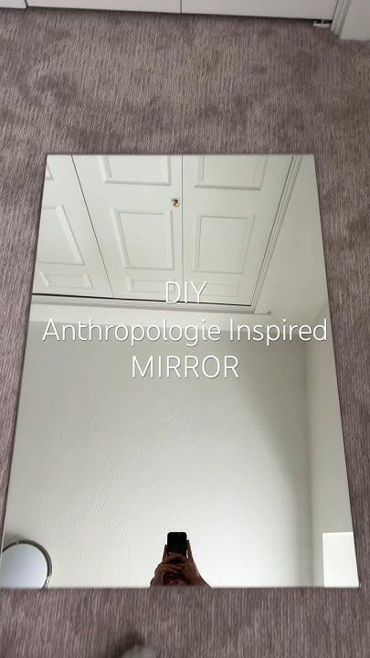 Making a mirror inspired by the Anthropologie Judarn Mirror! #home #diy #anthropologie #craftideas Mirror With No Frame Ideas, Antique Mirror Repurposed, Mirror On Stone Wall, Diy Leaner Mirror, Builders Mirror Makeover, Diy Oversized Mirror, Making Mirrors Diy, Large Mirror Entryway Entrance, Paint Over Mirror Surface