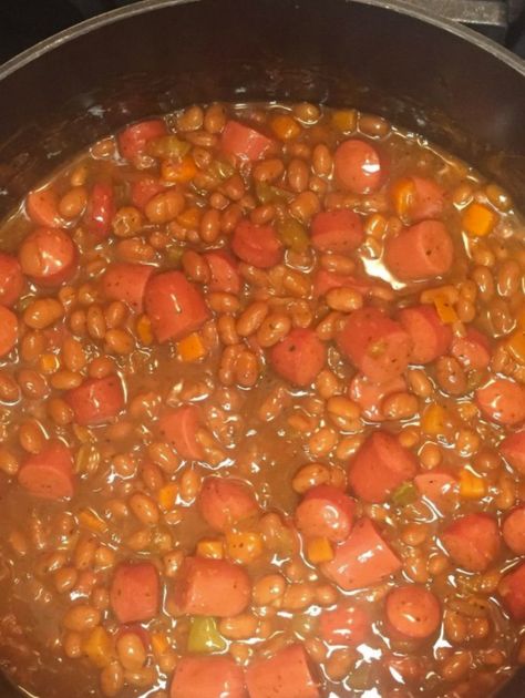 Beanie Weenies Recipes, Beans And Weenies, Beanie Weenies, Baked Bean Recipes, Hawaiian Chicken, Smoked Sausage, Baked Beans, Bean Recipes, Worcestershire Sauce