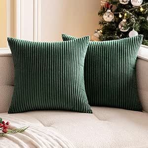 Amazon.com: Woaboy Pack of 2 Christmas Corduroy Pillow Covers 18x18 Super Soft Boho Striped Pillow Covers Army Green Decorative Throw Pillows Home Decor for Couch Sofa Cushion Bedroom Livingroom : Home & Kitchen Christmas Styles, Chair Bedroom, European Pillows, Soft Throw Pillows, Modern Farmhouse Home Decor, Bed Chair, Garden Pillows, Stripes Texture, Striped Pillow