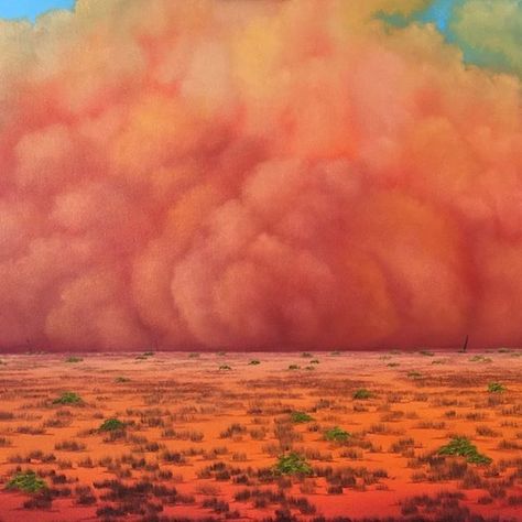 Safely enjoy the drama of a dust storm with David OHallorans glowing red landscape. . Engulfing Winds by David O'Halloran (@daveohalloranpaintings)  #bluethumbartist #nonudewalls . . . #artist #bluethumb #art #australia #australianartist #artspotlight #artoftheday #paintingoftheday #photooftheday#abstract #artcollectors #artwork #creative #drawing #instaart #fineart #aussieoutback #outbackart #redcentre #reddesert #design  #illustration #artgallery #artinfo #artnews #artshow #beoriginalbuyorigin Weather Painting, Desert Drawing, Red Landscape, Storm Art, Lighting Layout, Weathered Paint, Dust Storm, Artwork Creative, Desert Storm