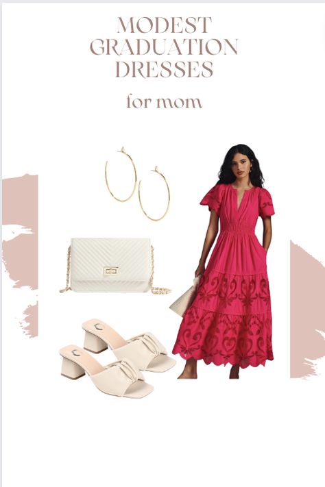 Classy outfit ideas for mom to wear to high school or university graduation ceremony. #womenover50 #graduationdresses #modestdresses Mother Graduation Outfit, High School Graduation Outfit For Mother, What To Wear To Graduation Ceremony Mom, Mother Of Graduate Outfit, Graduation Outfit Ideas For Mom Classy, Graduation Mom Outfit Ideas, Modest Graduation Dresses, Graduation Outfit Ideas For Mom, Mom Graduation Outfit