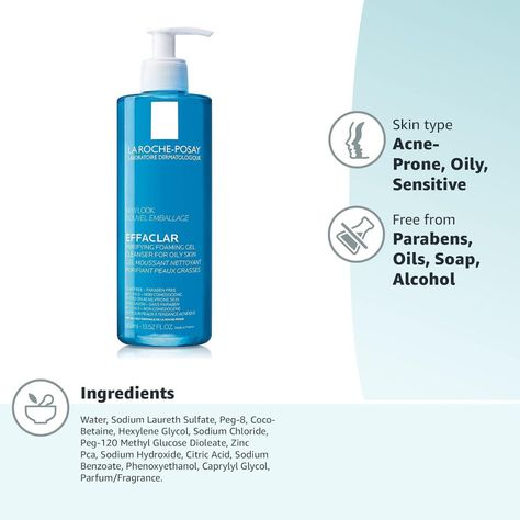 skin care product Oily Skin Facewash, Oil Free Face Wash, Clear Skin Routine, Gentle Face Cleanser, La Roche Posay Effaclar, Cleanser For Oily Skin, Acne Face Wash, Skin Gel, Oily Skin Care