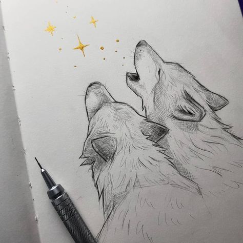 https://www.instagram.com/p/CGlUZ5ghkmO/?igshid=c17n4r3t7hhf With Christmas, Fox Sketch, Cute Wolf Drawings, Wolf Sketch, Animal Drawings Sketches, Wolf Drawing, Art Drawings Sketches Creative, Animal Sketches, Before Bed