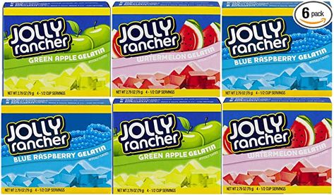 Amazon.com : Jolly Rancher Gelatin: Green Apple, Watermelon, Blue Raspberry, Case of 6 Bundle (Original Version) : Grocery & Gourmet Food Jello Pinwheels, Rainbow Jello Recipe, Jolly Rancher Jello, Strawberry Pretzel Jello Salad, How To Make Jello, Flavored Alcohol, Apple Pucker, Strawberry Pretzel Salad, Unflavored Gelatin