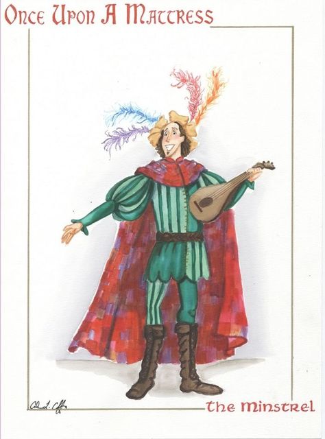 Medieval Minstrel, Joker Card Tattoo, Era Medieval, Castle Dollhouse, Costume Renderings, Once Upon A Mattress, Elizabethan Fashion, Costume Design Sketch, Ella Enchanted