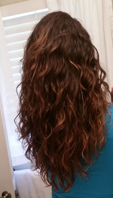 Long Curly Hair Brunette, Long Hair Layers Wavy Natural, Permed Hairstyles Long Hair, Natural Loose Wavy Hair, Long Haircut Curly, Long Haircut Curly Hair, Long Wavy Haircuts Naturally Curly, Wavy Hair Naturally Haircut, Curly Long Hair Cuts