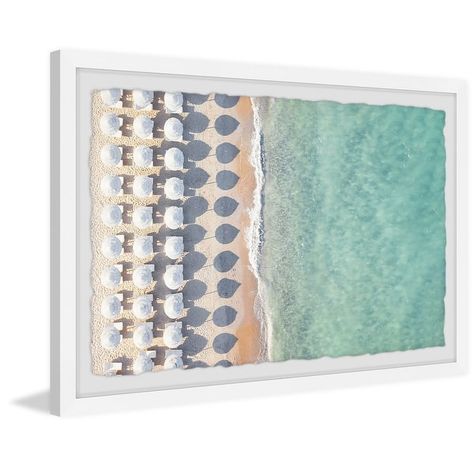 'White Sun Umbrellas' Framed Painting Print - On Sale - Bed Bath & Beyond - 35538686 Beach Airbnb, White Umbrella, Airbnb Ideas, Visually Pleasing, Sun Umbrella, Marmont Hill, Framed Photographs, Beachcrest Home, Framed Painting