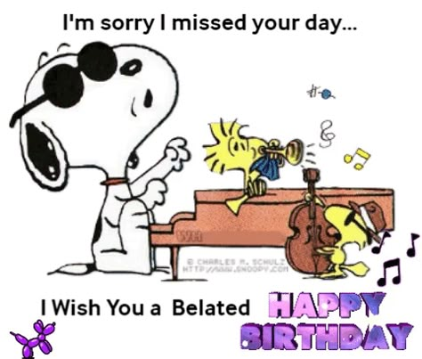 Snoopy, Woodstock and friend:  I'm sorry I missed your day...I wish you a Belated Happy Birthday via GIPHY  Joe Cool, music, birthday, celebrate Happy Birthday Piano, Wallpaper Snoopy, Woodstock Snoopy, Woodstock Music, Snoopy Birthday, Woodstock Peanuts, Playing The Piano, Piano Bar, Snoopy Images