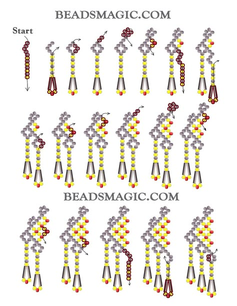 Beading Patterns Free Tutorials, Easy Beading Patterns, Tiny Designs, Huichol Pattern, Seed Bead Patterns Free, Seed Bead Bracelets Tutorials, Beads Magic, Bead Tutorials, Beaded Necklace Patterns