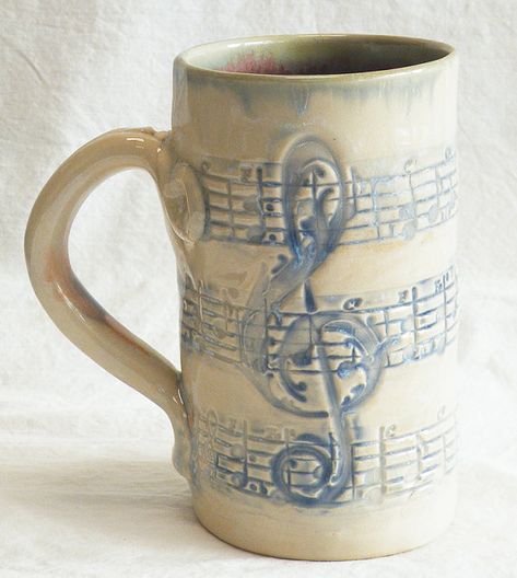 Music Pottery Ideas, Piano Kitchen, Bicycle Pottery Mug, Fairy Ceramic Mugs, Green Music, Drum Mug, Music Mug, Music Note Coffee Mug, Slab Ceramics