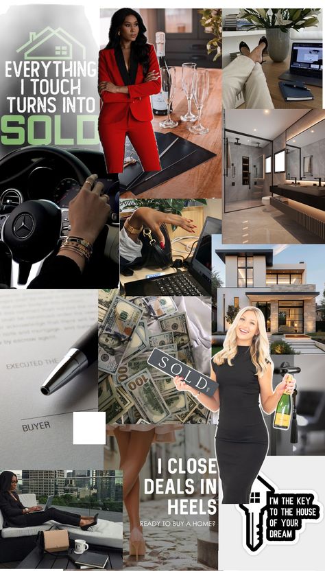 Real Estate Vision Board Aesthetic, 2025 Vision Board Real Estate, Real Estate Baddie, Real Estate Success Vision Board, Real Estate License Vision Board, Real States Marketing, Successful Real Estate Agent Aesthetic, Offer Accepted Real Estate, Realtor Vision Board