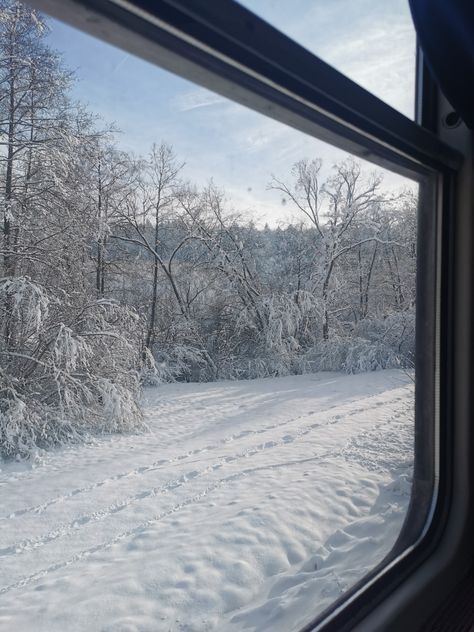 winter aesthetic, train rides, winter in Europe, snowy landscape Train In Snow, Winter In Europe, Aesthetic Train, Christmas Moodboard, Winter Train, Ice Aesthetic, Chicago Trip, Europe Train, Driving Home For Christmas