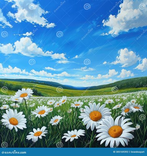 Painting of Daisies in Field of Grass Stock Illustration - Illustration of white, meadow: 305169393 Grass Illustration, Grass Painting, Daisy Field, Editorial Illustration, Green Grass, Blooming Flowers, Stand Tall, Art Ideas, Lush