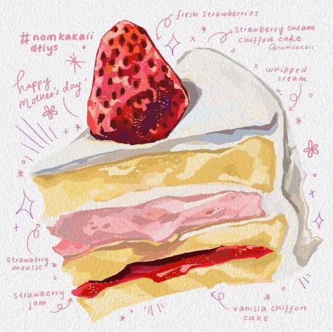 Food Sketches, Food Lettering, Drawn Food, College Course, Awesome Drawings, Drawing Food, Food Art Painting, Cake Drawing, Fire House