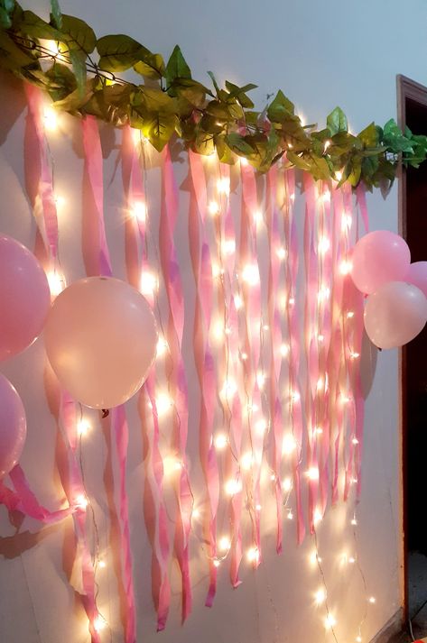 Easy And Simple Birthday Decoration, Decoration Ideas Party Birthday At Home, Decorating Ideas For Birthday At Home, Birthday Wall Decorations At Home, Simple Bday Decorations At Home, Pink Birthday Decorations At Home, Home Made Birthday Decorations, Mother Birthday Decoration Ideas, Simple 18th Birthday Ideas At Home