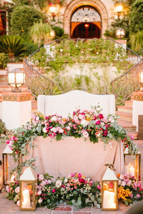 Gorgeous Outdoor Sweetheart Table Wedding Sweetheart Table, Bright Color Palette, Sweetheart Table Decor, Sweetheart Table Wedding, Candles Wedding, Color Palette Bright, Wedding Inside, Sweetheart Table