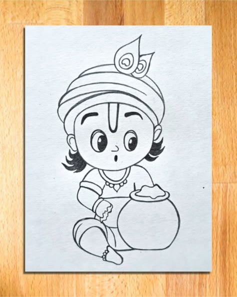 baby Krishna drawing easy with haandi, easy drawing of Krishna bal-gopal for kids || lord krishna drawing, shree krishna drawing, how to draw lord krishna, lord krishna with flute drawing, easy drawing of lord krishna, shree krishna thakur line art, lord krishna drawing ideas, art videos, god drawing, pencil drawing, simple drawing, line arts, drawing tutorial, vivek art academy. Cute Krishna Drawing Pencil, Lord Krishna Drawing Easy Cute, Gopal Krishna Drawing, Krishna Drawing Simple Easy, Krishna Simple Art, Nice Drawings Creative, Easy Drawings Of Lord Krishna, Lord Krishna Simple Drawing, Krishna Painting Easy For Kids