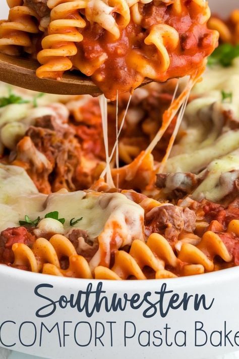 Creamy southwestern pasta bake with melted cheese and tomato sauce. Mexican Enchiladas, Cheesy Pasta Bake, Cheesy Enchiladas, Pasta Bake Recipe, Enchilada Pasta, Food Vibes, Comfort Pasta, Traditional Pasta, Mexican Flavors