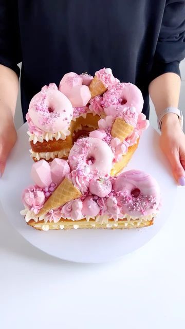 Donut Number Cake, Number 10 Cake, Number 2 Birthday Cake, Chellbells Cakes, 2nd Birthday Cake Girl, Number 2 Cake, Number 2 Cakes, Number Birthday Cakes, 9th Birthday Cake