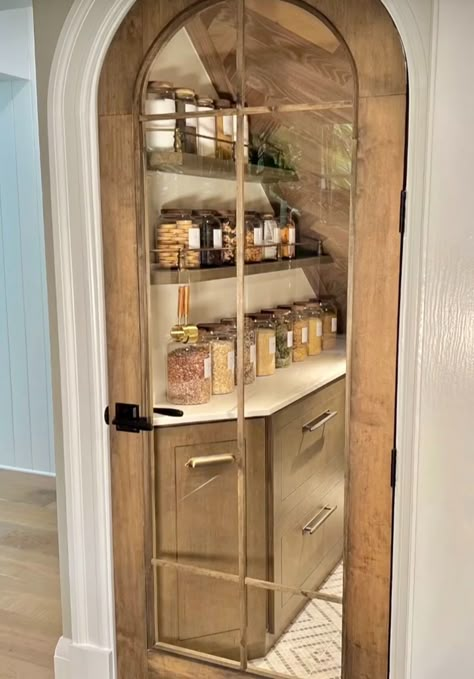 Arch doorway to under stair pantry | 12 genius ideas for awkward under-stair space Pantry Ideas Under Stairs Small Spaces, Small Under The Stairs Pantry Ideas, No Door Pantry Ideas, Under Stairs Pantry Door, Stairwell Pantry Ideas, Pantry Hallway Ideas, Under Stairwell Pantry, Diy Walk In Pantry Ideas, Door Under The Stairs