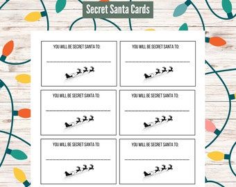 Secret Santa Cards for Name Drawing. Secret Santa for Office Party Secret Santa Name Drawing Ideas, Secret Santa Name Draw, Secret Santa Sayings Note, Secret Santa Greeting Cards, Secret Santa Sign Up Sheet For Work, Secret Santa Survey, Name Drawings, Laser Engraved Gifts, Santa Cards