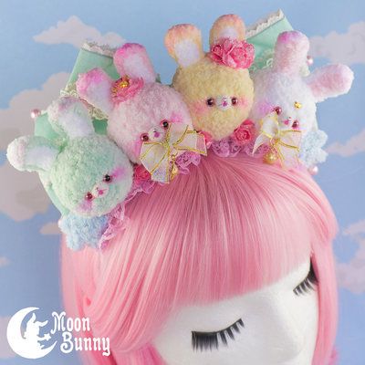 Decora Hair, Moon Bunny, Bunny Home, Dolly Fashion, Kawaii Crafts, Best Anime Drawings, Diy Vetement, Neon Rainbow, Kawaii Accessories