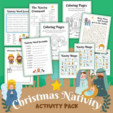 Short Story Template, Nativity Bingo, Nativity Activities, Christmas Tracing, Nativity Activity, Nativity Coloring Pages, Bethlehem Christmas, Preschool Christmas Activities, Christ Centered Christmas