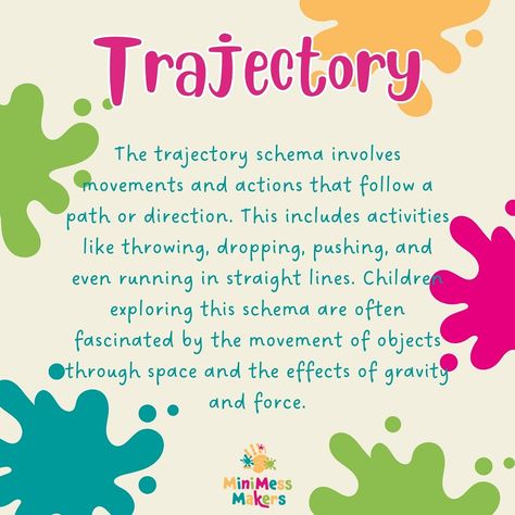 Schemas! Schemas are in every moment of play. Children often have a favourite schema that they lean into when playing. Does your little one like throwing things? Or dropping things off of their highchair? Then they might be a fan of trajectory. #sensoryandmessyplay #toddlerclassescornwall #babygroupcornwall #edibleplay #minimessmakers #myminimessmaker #messyplaycornwall #schemasofplay Trajectory Schema Activities, Play Schemas, Developmental Milestones Toddlers, Playful Learning, Early Childhood Learning, Teaching Quotes, Developmental Milestones, Therapy Worksheets, Learning And Development