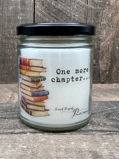 Indulge your love for literary escapes with our "One More Chapter" candle. The label adorned with charming books invites you to immerse yourself in the cozy world of reading. As you light the flame, let the warm glow and delightful fragrance accompany you on your literary journey. Perfect for bookworms and cozy nooks, this candle sets the scene for those moments when one chapter turns into a captivating adventure. So, go ahead, light it up, take a deep breath, and lose yourself in the comforting Dream Bookstore, Candle Names, Bookish Candles, Book Candles, Harry Potter Candles, Book Therapy, Candle Book, Literary Candles, Fancy Candles