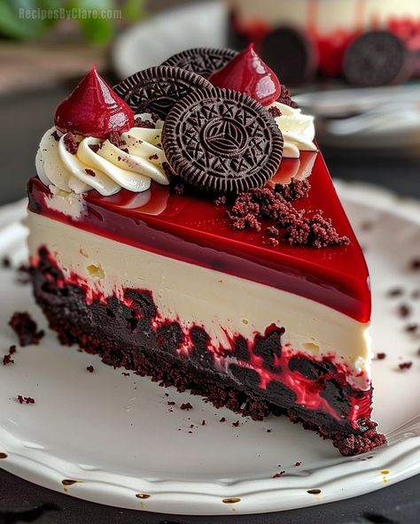 Red Velvet Oreo Cheesecake - Ultimate Dessert Recipe - Recipes By Clare Red Velvet Oreo Cheesecake, Oreo Cheesecake Recipe, Red Velvet Oreo, Oreo Cheesecake Recipes, Oreo Cheesecake, Creamy Cheesecake, Cheesecake Recipe, Velvet Cake, Red Velvet Cake