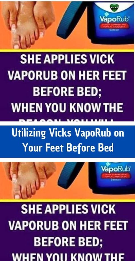 Welcome, all!! Have you ever come across the unique practice of applying Vicks VapoRub to your feet before retiring for the night? This straightforward method has been gaining popularity in recent years due to its purported health advantages.To experiment with this technique, simply apply a modest amount of Vicks VapoRub to the undersides of your Vic Vaporub, Vapo Rub, Vicks Vapor Rub, Vicks Vapor, Vicks Vaporub Uses, Constant Headaches, Uses For Vicks, Cough Suppressant, Vapor Rub