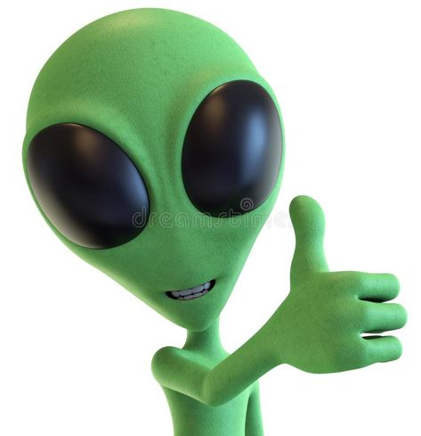 Green Cartoon Alien Holding Thump Up. 3D rendering of a smiling green cartoon alien with arm raised and gesturing with his thumb up isolated on white background stock illustration Thumb Up, Alien Cartoon Aesthetic, Happy Alien, Alien Cartoon, Cute Alien Character, Alien Cute, Alien Pictures Cartoon, Green Alien, Alien Pfp