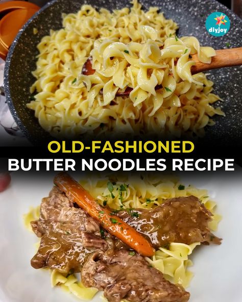 Noodles And Gravy Recipe, Best Buttered Noodles Recipe, Butter Noodle Recipe, Butter Noodles Recipe, Buttered Noodles Recipe, Cornbread Muffins Recipe, Butter Noodles, Bacon Chili, Slushie Recipe