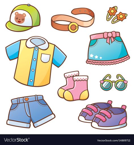 Clothes Cartoon Images, Baby Boutique Logo, Clothing Vector, Cartoon Clothes, Clothes Cartoon, Clothes Illustration, Senses Activities, Clothes Clips