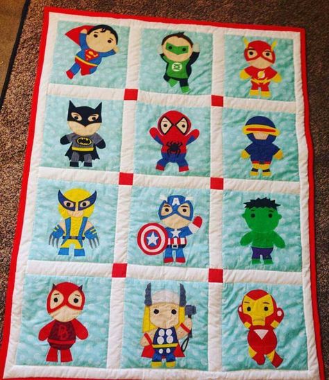 Superhero quilt Avengers Quilt, Superhero Quilt, Baby Superhero, Baby Boy Quilts, Boy Quilts, Boy Character, Block Patterns, Quilts Ideas, Bean Bags