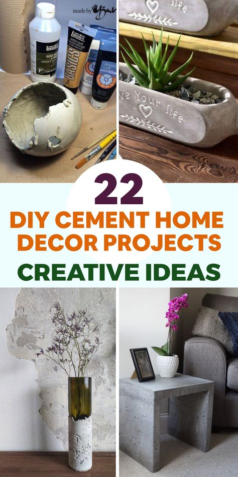 Create stylish and modern home decor pieces by exploring the world of DIY cement projects. Cement offers durability and elegance, making it a versatile material for crafting unique accents like planters, candle holders, coasters, and bookends. Embrace the industrial chic trend in your living space with these hands-on projects that add a touch of urban sophistication. Let your creativity shine as you embark on creating stunning cement decor to elevate the ambiance of your home. Cement Home Decor, Cement Decor, Cement Home, Hanging Wood Shelves, Bag Of Cement, Diy Dining Room Table, Paving Ideas, Diy Cement, Diy Dresser Makeover