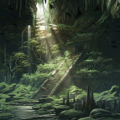 Temple Ancient Temple Art, Temple Rpg, Druid Temple Fantasy Art, Ancient Temple, Fantasy Temple, Forest Temple, Mountain Temple, Forest Temple Aesthetic, Cave Temple