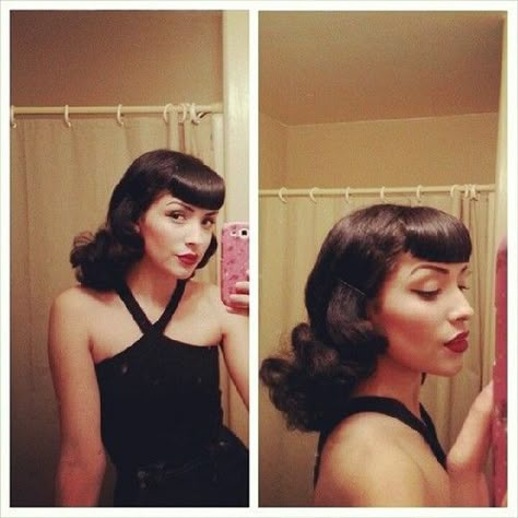 Bettie Bangs, Betty Bangs, Rockabilly Hair, Pin Up Hair, Peinados Fáciles Para Cabello Corto, Retro Hairstyles, Vintage Hair, Hair Envy, Dream Hair