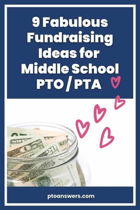 Fundraising for Middle School PTO and PTA groups doesn't have to be an impossible mission! This article has 9 fabulous fundraiser ideas that offers tons of fun and have the opportunity to raise lots of money at the same time. Middle School Fundraisers, Pta Fundraising, School Pto, Pta School, Parent Volunteers, Volunteer Organization, Fundraiser Ideas, Parent Involvement, Fundraising Ideas