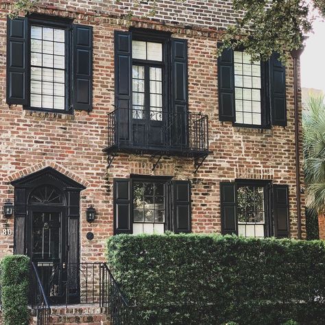 Red Brick Colonial House Black Windows, Tan Brick Black Trim, Black Trim Exterior House Brick Homes, Brick Wash Exterior House, White Brick Black Shutters, Black Shutters Brick House, Brick House Black Trim, Brick House Black Shutters, Brick House With Black Shutters